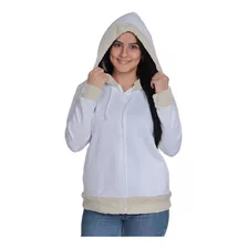 Blusa Moletom Casaco Lã Zipper Branco Edição Inverno