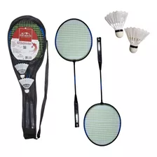 Kit Badminton Completo 2 Raquetes Bolsa 2 Petecas