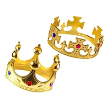 2 Coroas Adulto E Infantil Rei Rainha Ajustável Coroa Festa 