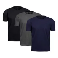 Kit 3 Camisetas Camisa Extra Plus Size Masculina Lisa Básica