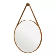Espelho Redondo Decorativo Adnet Escandinavo 60cm + Suporte Moldura Caramelo
