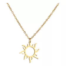 Colar Com Pingente Sol Folheado Feminino