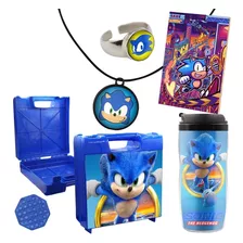 Copo Sonic 2 Filme Lancheira Infantil Pop It Adesivos E Anel