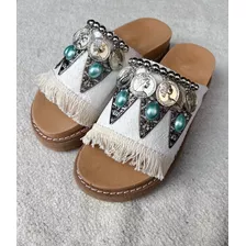 Sandalias Piedras Livianas Dama Verano Puntilla Encaje 36-42