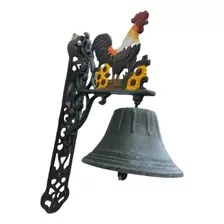 Campana De Hierro Fundido Artesanal Llamador Gallo Gallina