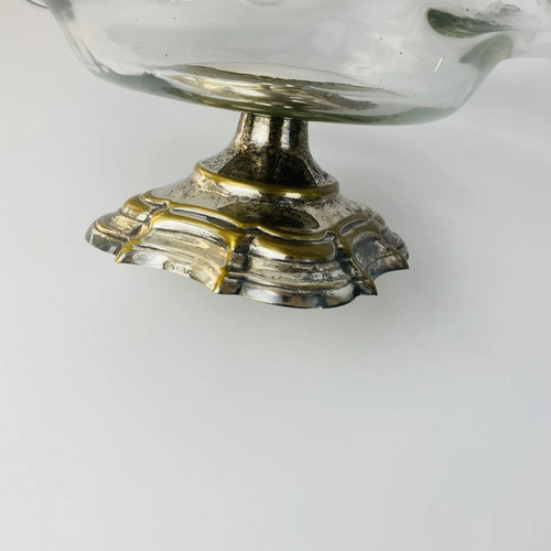 Fruteira Em Cristal Murano C/ Base Prateada Vintage 40cm Branco 4