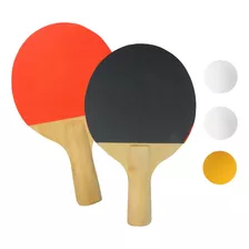 Set De Ping Pong Paletas Y Pelotas De Madera Goma Y Plástico