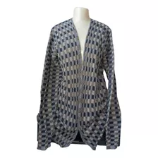 Kimono Cardigan Casaco Longo Xadrez Listrado Blusa Feminina