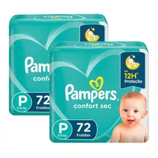 Kit 2 Fraldas Pampers Confort Sec Super Tamanho P 72 Uni Gênero Sem Gênero