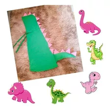 Fantasia Dinossauro ( Capa Infantil) Verde. Detalhes Em Rosa