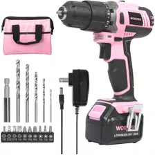 Taladro Inalámbrico Workpro 20v, Kit Completo Rosa, 1500 Rpm