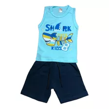 Kit 4 Conjunto Infantil Regata Com Bermuda Moletom Masculina