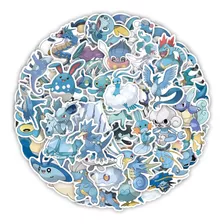 Pokemon Azul 50 Calcomanias Stickers De Pvc Vs Agua Anime