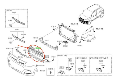 Rejilla Parachoques Hyundai Original Grand I10 2013 2018 Foto 2