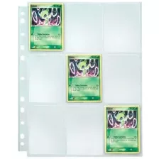 10 Folhas Plásticas P/ Pasta Fichário Álbum Pokémon 9 Bolsos