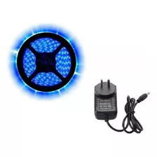 Tira De Led 2835 Color Azul Rollo X5 Mts Interior + Fuente 