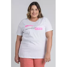 T-shirt Feminina Plus Size Estampada You Never Say Never - 