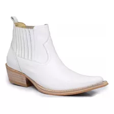 Bota Masculina Texana Rodeio Bico Fino Jm Em Couro Branco