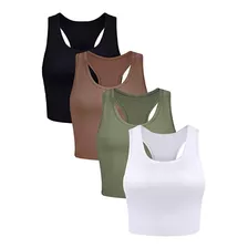 Y Mulheres Tops Tops 4 Peças Basic Crop Tank Tops Sleevel 20