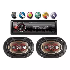 Aparelho 1din Rádio Pioneer Bluetooth Usb + 2 Falante Bravox