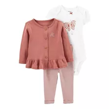 Set 3 Piezas Con Campera, Pantalón Y Body Floreal Carters