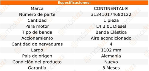 Banda 1102 Mm Acc Ducato Fiat L4 3.0l 08/11 Continental A/a Foto 3