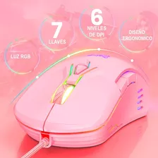 Mouse Gamer Onikuma Cw902 Colores Con Luz Led Rgb Color Rosa