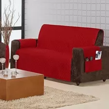 Protetor De Sofá 2 Lugares Pvc Impermeável Matelado Cor Vermelho