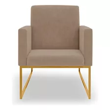 Poltrona Decoração/recepção 1 Lugar - Base Ferro Dourado