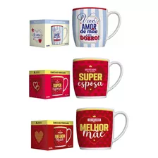 Caneca Porcelana Feliz Dia Das Mães Kit 3 Uni Promoção