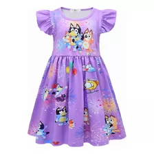 Vestido Tom Anime Bluey Bandit Flying Sleeve Para Meninas