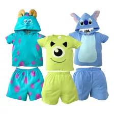 Kit 3 Conjuntos Disney Sulley, Mike, Stitch