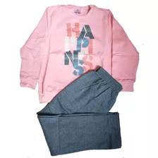 Conjunto De Moletom Frio Infantil Menina Rosa Tileesul 8 Ano