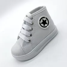 Tênis Sapatinho Infantil Bebe Cano Alto Tipo All Star Branco