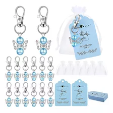 20pzs Llaveros De Angel Regalo Para Baby Shower Bautizo Azul