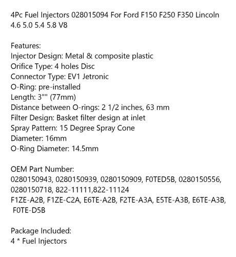 4 Inyectores De Combustible Para Ford F150 F250 F350 4.6 5.0 Foto 10