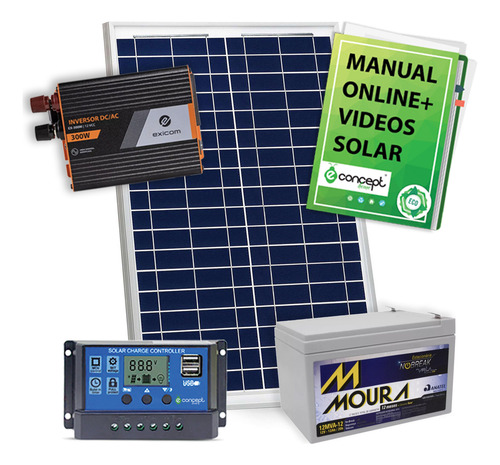 Energia Solar 220volts Kit - Electricidad Panel 20w Bat 12a
