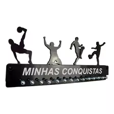 Porta Medalhas Futebol Masc Com Frase Para Até 50 Medalhas