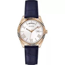 Relógio Guess Feminino Rosé - Gw0357l3 Correia Azul-marinho Fundo Branco