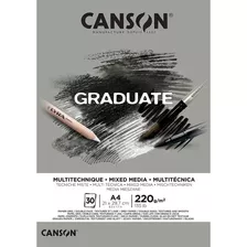 Block Canson Graduate Gris Para Dibujo A4 220 Gr 30 Hjs