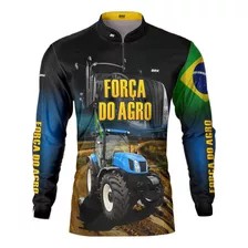 Camisa Agro Brk Fazenda Trator Força Do Agro Com Uv 50 +