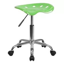 Flash Furniture Vibrant Black Tractor Seat And Chrome Stool