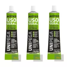 Kit 3 Silicone Acético Vedação Colagem Alumínio Vidro 50g