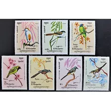 Camboya Aves, Serie Yv 484-490 Autóctonos 1984 Mint L18924