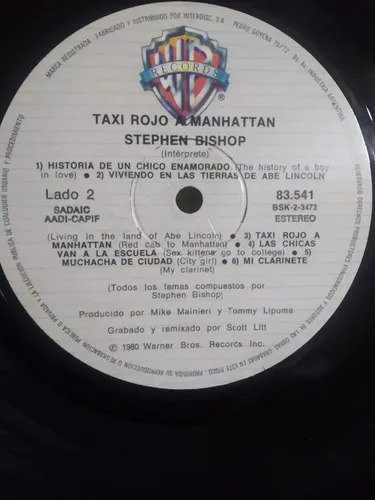 Stephen Bishop - Taxi Rojo A Manhatan - vinilo 1980