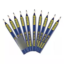 Lápis Carpinteiro Kit 10 Un. Irwin Azul Marceneiro Pedreiro