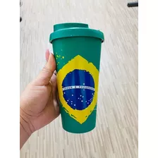 Copo Termico Bandeira Do Brasil 500ml Copa Catar Brasil 2022