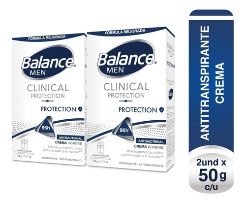 Desodorante Balance Crema Clinical Protection Hombre 2x 50gr