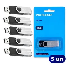 Kit Pendrive 5un 8gb Multilaser Pd587 Usb Original Atacado