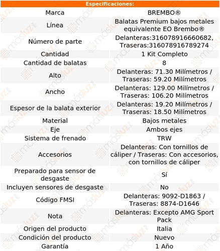 Pack Balatas Del Y Tras B180 12/15 Brembo Foto 2